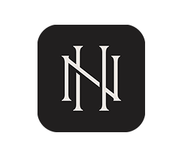 A black square icon with rounded corners featuring two interlocking, stylized white letters “N” and “H” in the center.