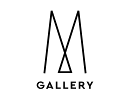 Black geometric "M" logo above the word "GALLERY" in capital letters on a white background.