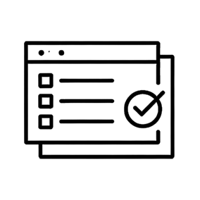 A black right-angle triangle with the horizontal side longer than the vertical side, and the right angle at the bottom left corner.